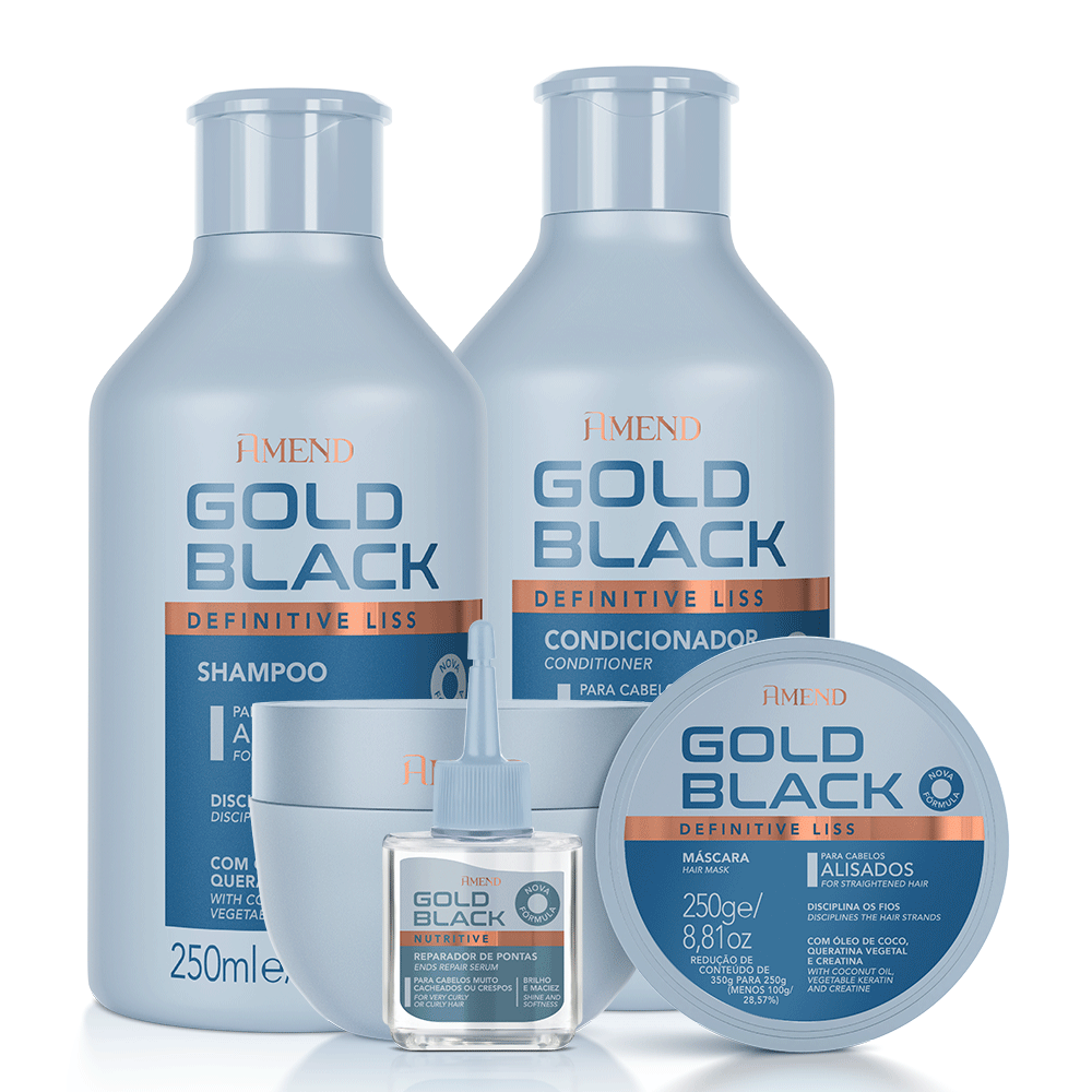 Kit Gold Black Efeito Liso | 4 produtos